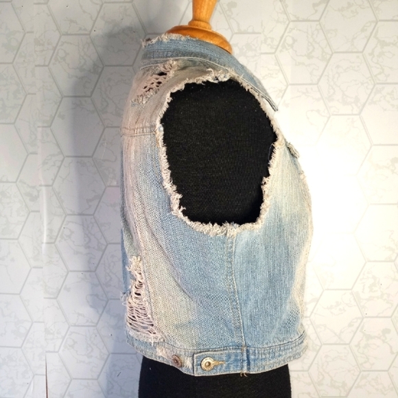 Highway jeans distressed denim light washed vest - Picture 5 of 10
